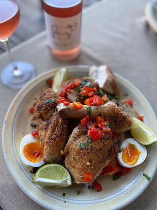 A plate of food.